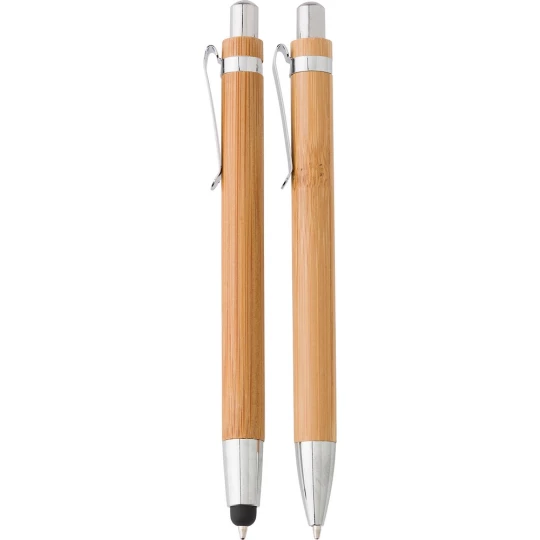 Bambusowy zestaw piśmienniczy, długopis touch pen i ołówek mechaniczny (V1803-16)-1