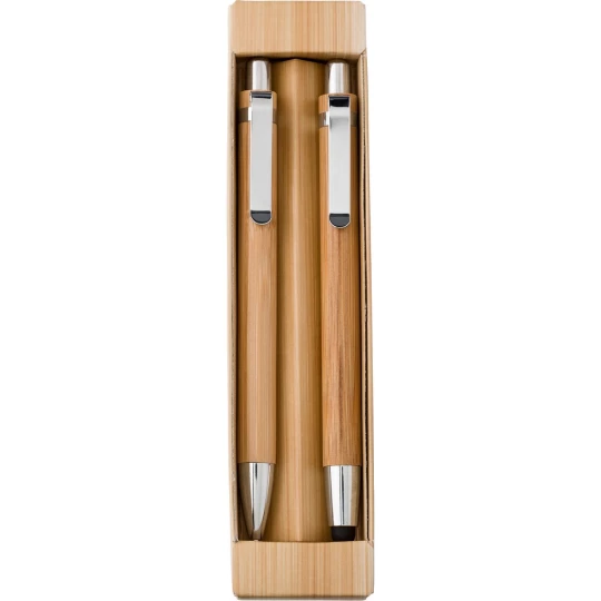 Bambusowy zestaw piśmienniczy, długopis touch pen i ołówek mechaniczny (V1803-16)-1