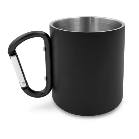Kubek 280 ml ze stali nierdzewnej z recyklingu, z karabińczykiem | Pari (V1405-03)-1