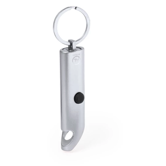 Recycled aluminium keyring, bottle opener, LED light (V2106-32)-1