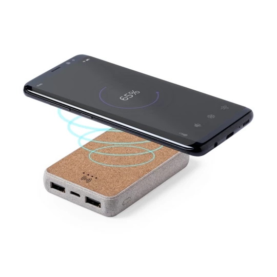 Bezprzewodowy power bank 5000 mAh ze słomy pszenicznej, ładowarka bezprzewodowa 5W (V0147-00)-1