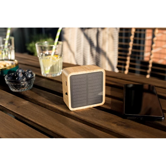 Bamboo wireless speaker 3W B'RIGHT, solar panel | Androwe (V2240-17)-1