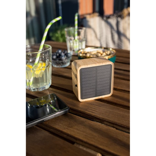 Bamboo wireless speaker 3W B'RIGHT, solar panel | Androwe (V2240-17)-1