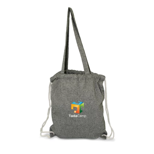 Recycelte Baumwolltasche 2 in 1, Beutel mit Kordelzug und Einkaufstasche | Jamarion (V2149-03)-1