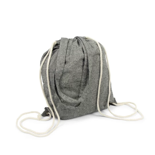 Recycelte Baumwolltasche 2 in 1, Beutel mit Kordelzug und Einkaufstasche | Jamarion (V2149-03)-1
