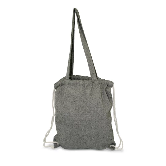 Recycelte Baumwolltasche 2 in 1, Beutel mit Kordelzug und Einkaufstasche | Jamarion (V2149-03)-1