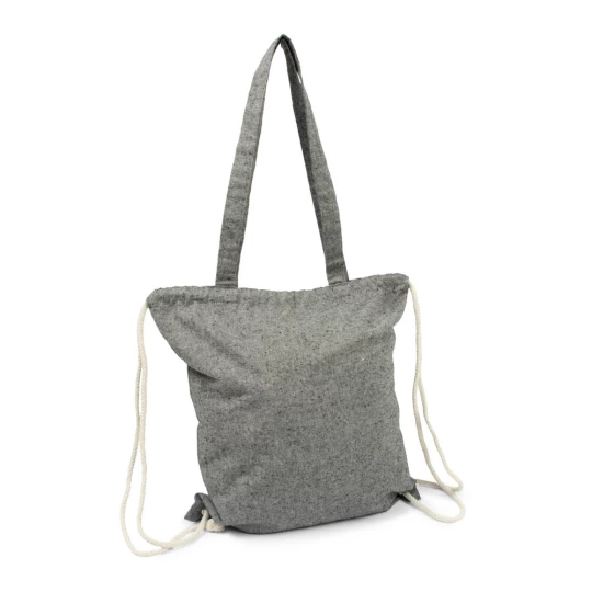 Recycelte Baumwolltasche 2 in 1, Beutel mit Kordelzug und Einkaufstasche | Jamarion (V2149-03)-1
