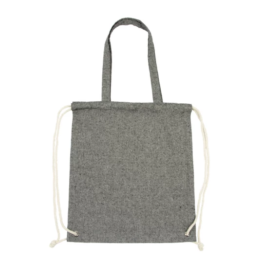 Recycelte Baumwolltasche 2 in 1, Beutel mit Kordelzug und Einkaufstasche | Jamarion (V2149-03)-1