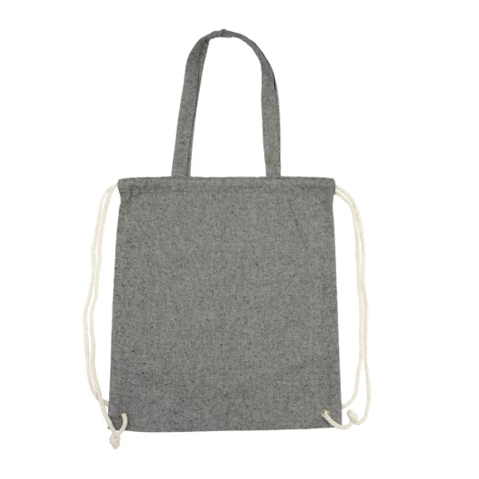 Recycelte Baumwolltasche 2 in 1, Beutel mit Kordelzug und Einkaufstasche | Jamarion (V2149-03)-1