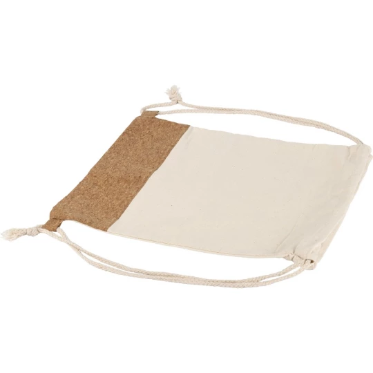 Beutel aus Baumwolle mit Kordel, Korkdetails (V0577-20)-1