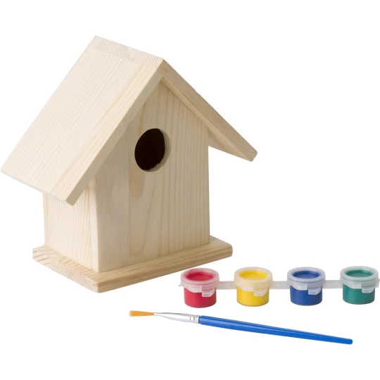 Birdhouse for painting, paints and brush (V7347-17)-1