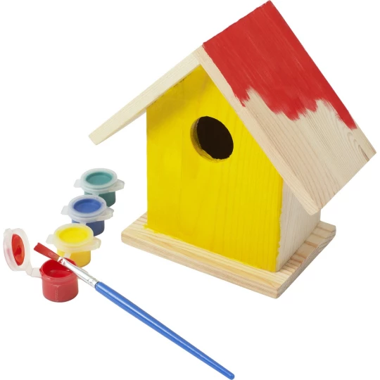 Birdhouse for painting, paints and brush (V7347-17)-1