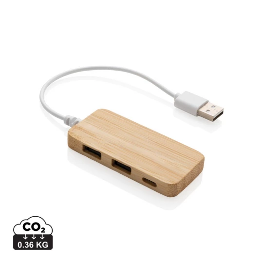 Bambusowy hub USB 2.0 z USB typu C (P308.739)-1
