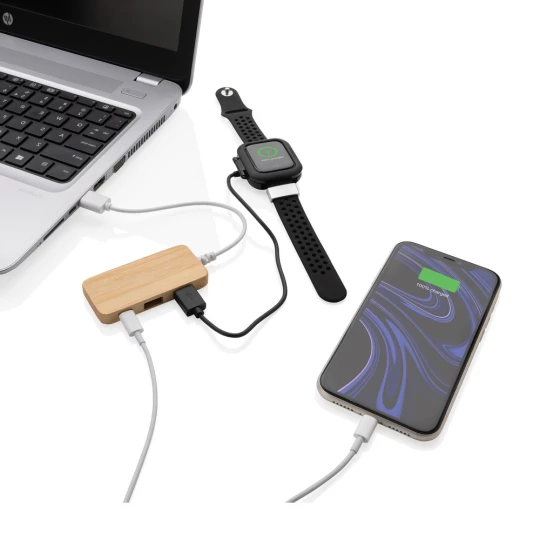 Bambusowy hub USB 2.0 z USB typu C (P308.739)-1