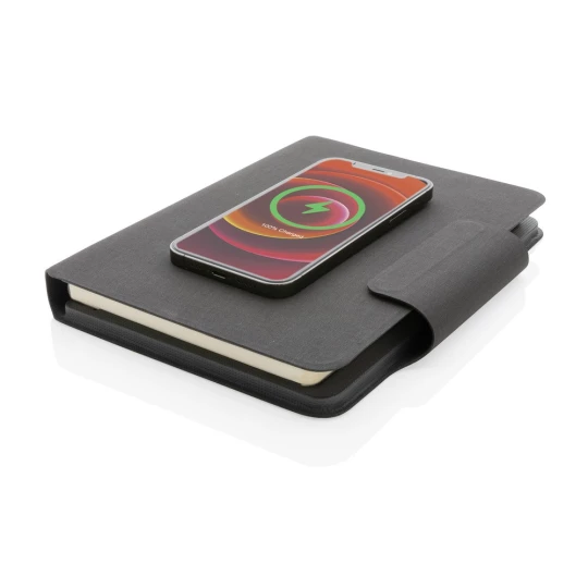 Teczka konferencyjna, notatnik A5, ładowarka bezprzewodowa, power bank 8000 mAh (P774.312)-1