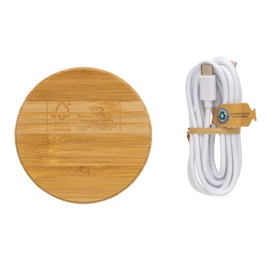 Bambusowa ładowarka bezprzewodowa 15W (P308.389)-1