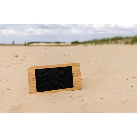 Bambusowy power bank 10000 mAh, ładowarka słoneczna (P322.399)-1