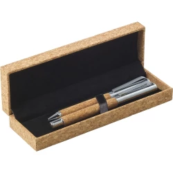 Cork writing set, ball pen and roller ball pen (V1964-18)-4