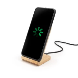 Bambusowa ładowarka bezprzewodowa 10W B'RIGHT, stojak na telefon | Wilder (V0349-17)-10