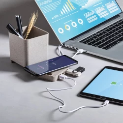 Ładowarka bezprzewodowa 5W ze słomy pszenicznej, hub USB 2.0, pojemnik na przybory do pisania, stojak na telefon (V0116-00)-10