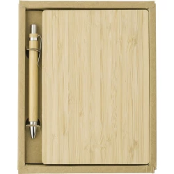 Bamboo notebook approx. B6 with ball pen (V0217-16)-9