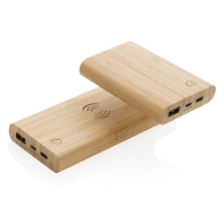 Bambusowy, bezprzewodowy power bank 8000 mAh, ładowarka bezprzewodowa 5W (P322.359)-7