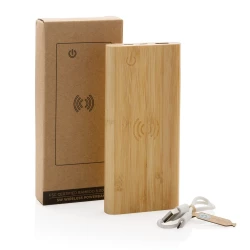 Bambusowy, bezprzewodowy power bank 8000 mAh, ładowarka bezprzewodowa 5W (P322.359)-9