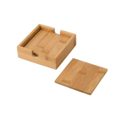 Bamboo cup coaster set, 4 pcs (V8871-17)
