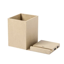 Składana ładowarka bezprzewodowa 5W z kartonu z recyklingu, hub USB 2.0, pojemnik na przybory do pisania, stojak na telefon (V0178-00)-5