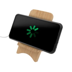 Składana bambusowa ładowarka bezprzewodowa 10W B'RIGHT, stojak na telefon | Barbra (V0189-17)
