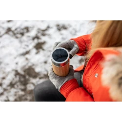 Bambusowy termos 500 ml, posiada sitko zatrzymujące fusy oraz dotykowy cyfrowy wyświetlacz temperatury napojów | Georgia (V4871-17)-2