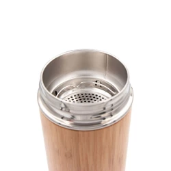 Bambusowy termos 500 ml, posiada sitko zatrzymujące fusy oraz dotykowy cyfrowy wyświetlacz temperatury napojów | Georgia (V4871-17)-7