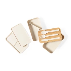 Lunchboxen 2 Stück, 2x500 ml, Bambusdeckel, Besteck (V8217-00)-4