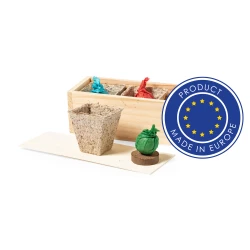 Drewniana doniczka, nasiona kolendry, pietruszki i bazylii (V0595-00)