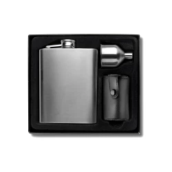 Hip flask 220 ml, cups 30 ml, funnel (V4565-32)-2