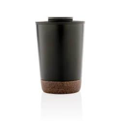 Start your day with your favourite beverage in this double wall coffee mug with recycled plastic inner and unique cork detail. Keeps your drinks warm for up to 3h and cold up to 6h. Made with GRS certified recycled materials. The inner is made from 1-3