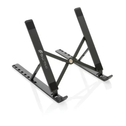 Aluminium laptop stand made with RCS (Recycled Claim Standard) certified recycled aluminium and TPU. Total recycled content: 99% based on total item weight. RCS certification ensures a completely certified supply chain of the recycled materials. The -9