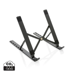 Aluminium laptop stand made with RCS (Recycled Claim Standard) certified recycled aluminium and TPU. Total recycled content: 99% based on total item weight. RCS certification ensures a completely certified supply chain of the recycled materials. The -14