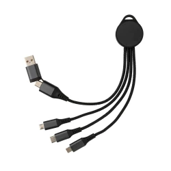 Charging cable made with RCS (Recycled Claim Standard) certified recycled aluminium, recycled TPE and recycled pet. Total recycled content: 68% based on total item weight. RCS certification ensures a completely certified supply chain of the recycled -4