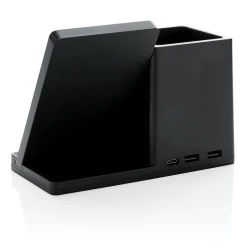 10W fast wireless charger with pen holder made with RCS (Recycled Claim Standard) certified recycled ABS. Total recycled content: 78% based on total item weight. RCS certification ensures a completely certified supply chain of the recycled materials.-5