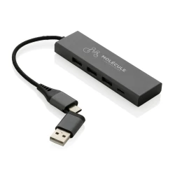 Hub USB 2.0 z USB C, aluminium z recyklingu (P308.682)-5