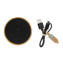 3W wireless speaker made with FSC® 100% bamboo casing and RCS (Recycled Claim Standard) certified recycled ABS. Total recycled content: 16% based on total item weight. RCS certification ensures a completely certified supply chain of the recycled mate-4