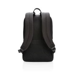 This stylish carry-on laptop backpack is intended for business and leisure trips. It’s designed with a padded 15.6
