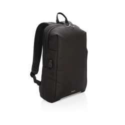 This stylish carry-on laptop backpack is intended for business and leisure trips. It’s designed with a padded 15.6