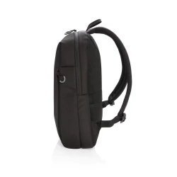 This stylish carry-on laptop backpack is intended for business and leisure trips. It’s designed with a padded 15.6