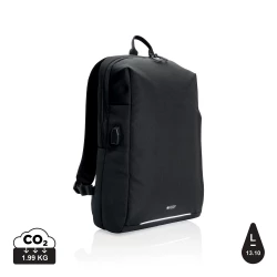 This stylish carry-on laptop backpack is intended for business and leisure trips. It’s designed with a padded 15.6