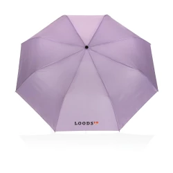 This portable 3 section auto open open mini umbrella  is the perfect size to keep in your bag or car for a weather emergency. Metal frame, fibreglass ribs with ABS handle. With AWARE™ tracer that validates the genuine use of recycled materials. This -8