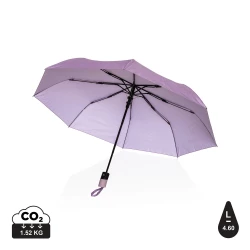 This portable 3 section auto open open mini umbrella  is the perfect size to keep in your bag or car for a weather emergency. Metal frame, fibreglass ribs with ABS handle. With AWARE™ tracer that validates the genuine use of recycled materials. This -9