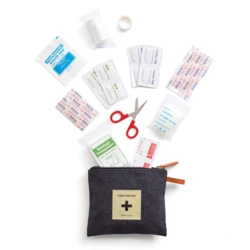 A first aid kit from our popular Asado-series. The fabric bag with a zipper contains everything you need in case of minor accidents such as band-aids, scissors, bandages, etc. Packed in a plastic bag. (VG020-03)-2