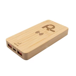 Bambusowy bezprzewodowy power bank 8000 mAh B'RIGHT, ładowarka bezprzewodowa 15W | Benson (V0053-17)-6